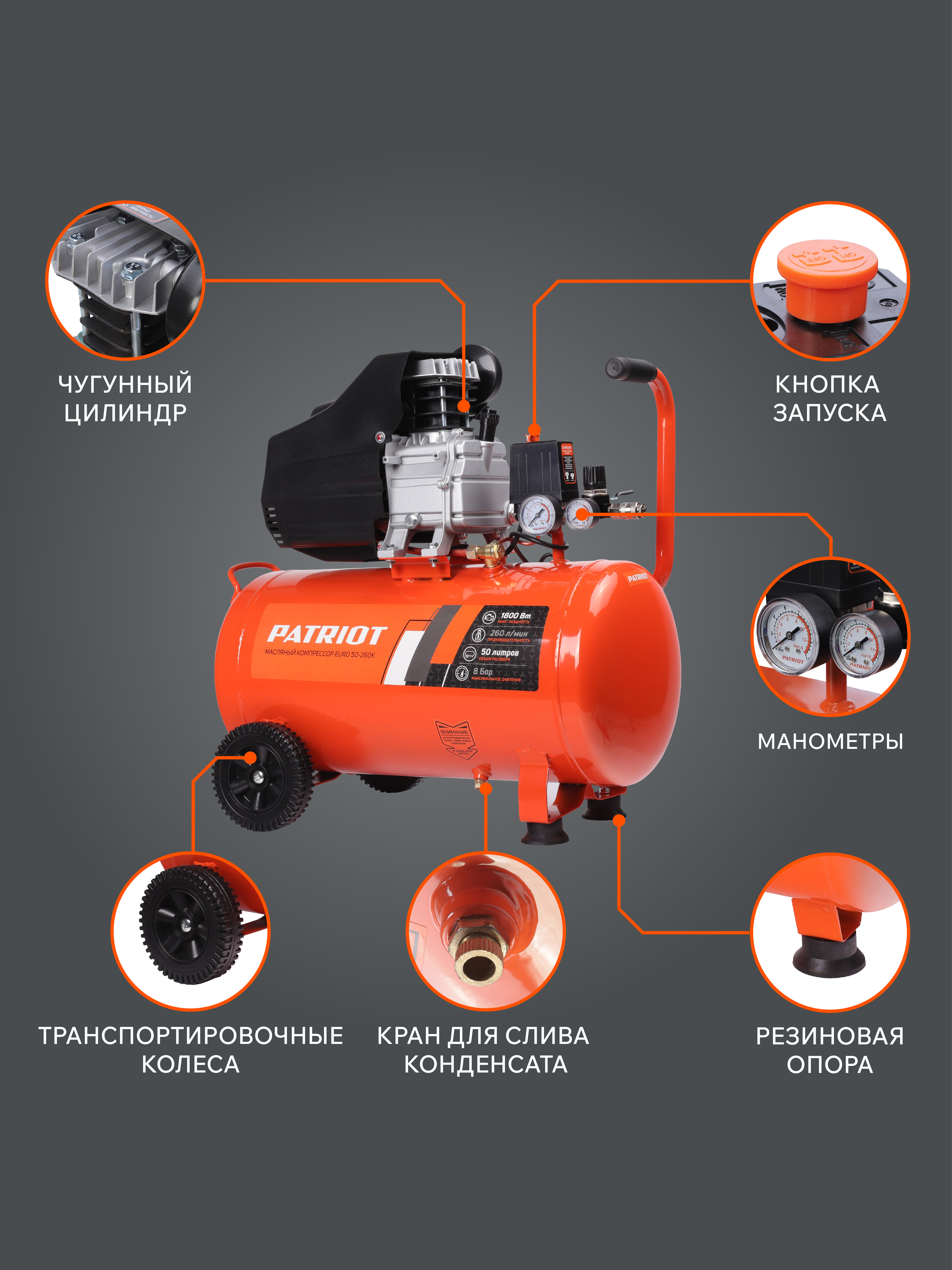 Поршневой компрессор PATRIOT EURO 50-260 K