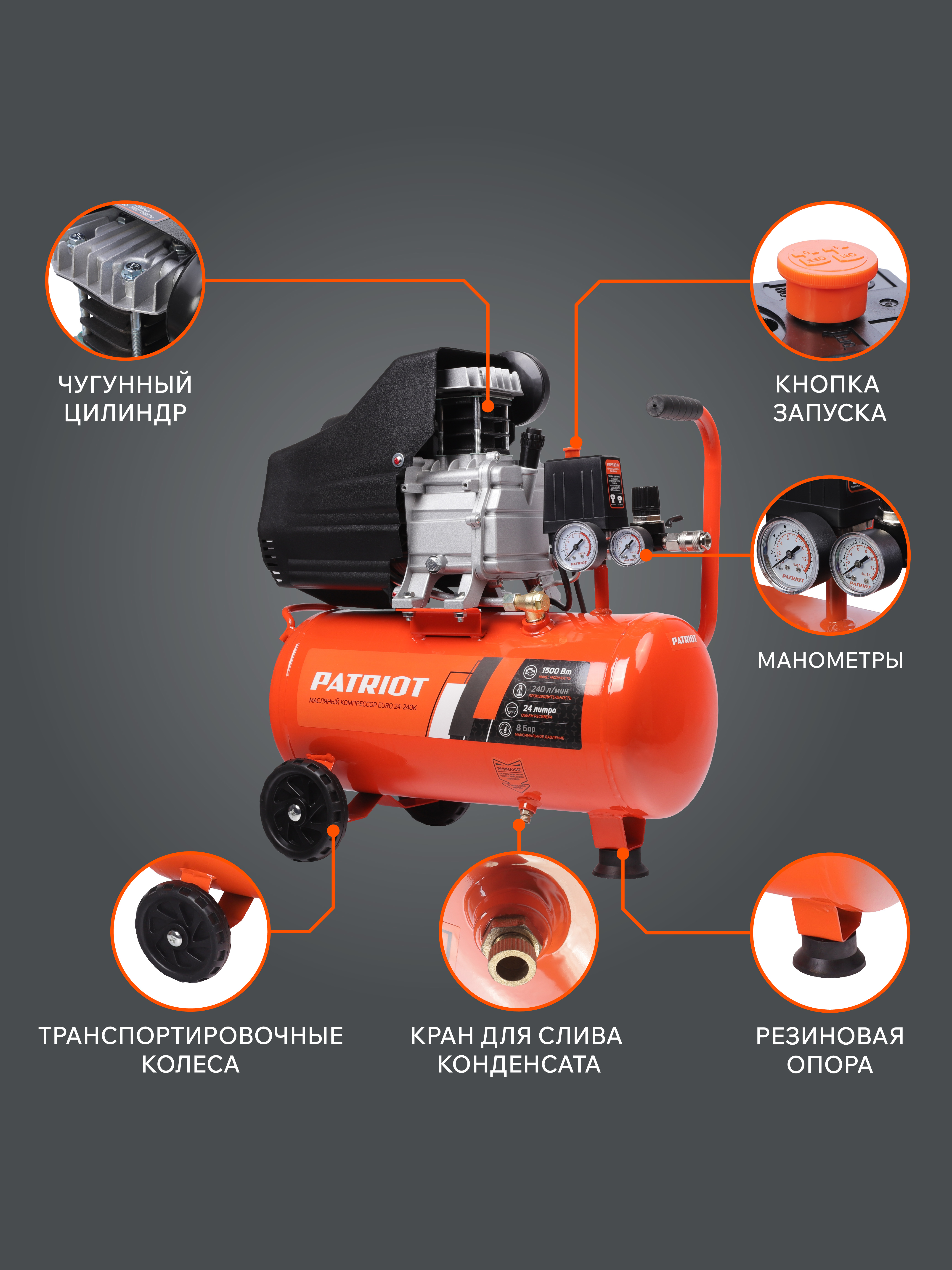 Поршневой компрессор PATRIOT EURO 24-240 K