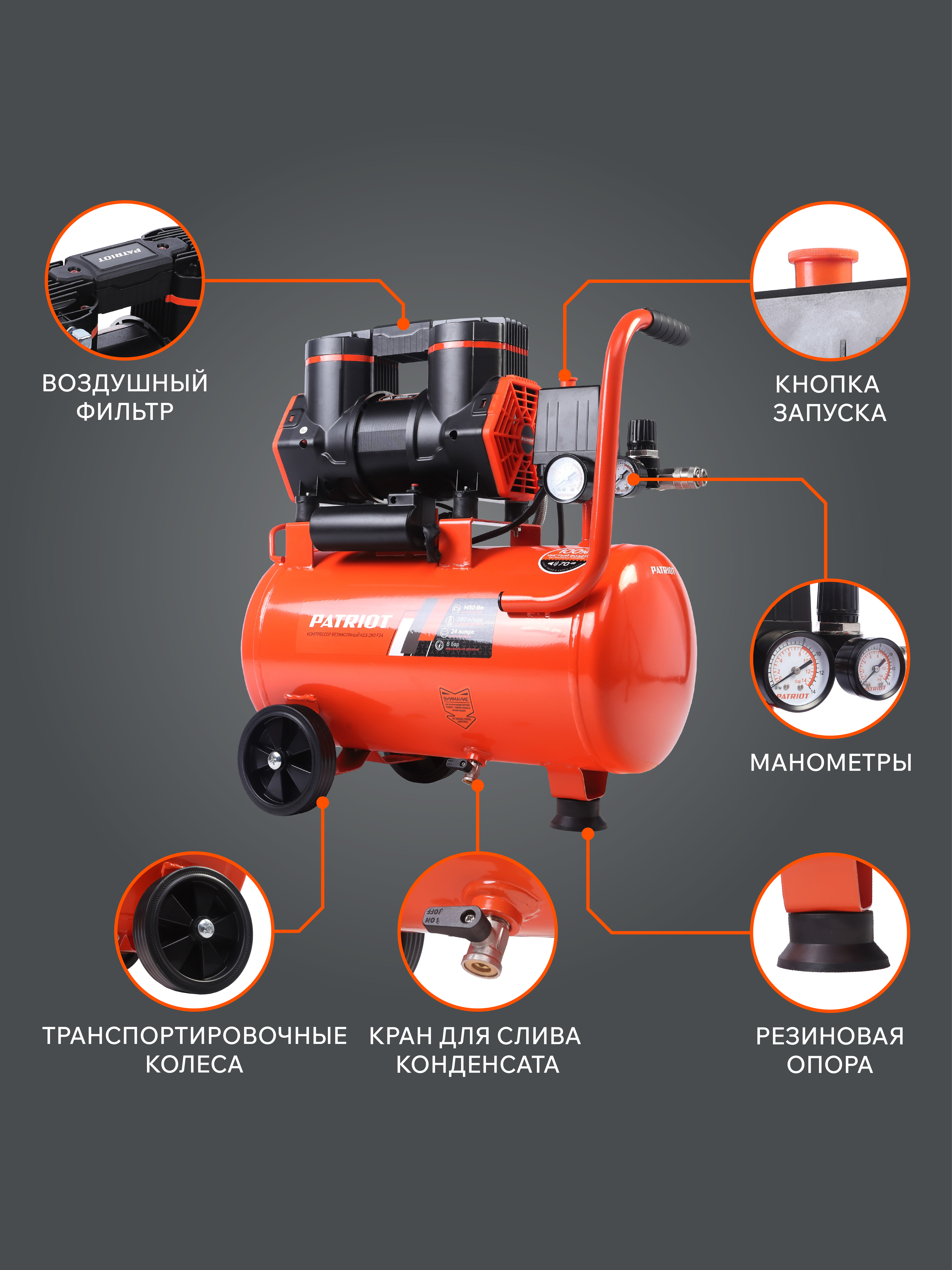 Поршневой компрессор PATRIOT KDS 280 F24