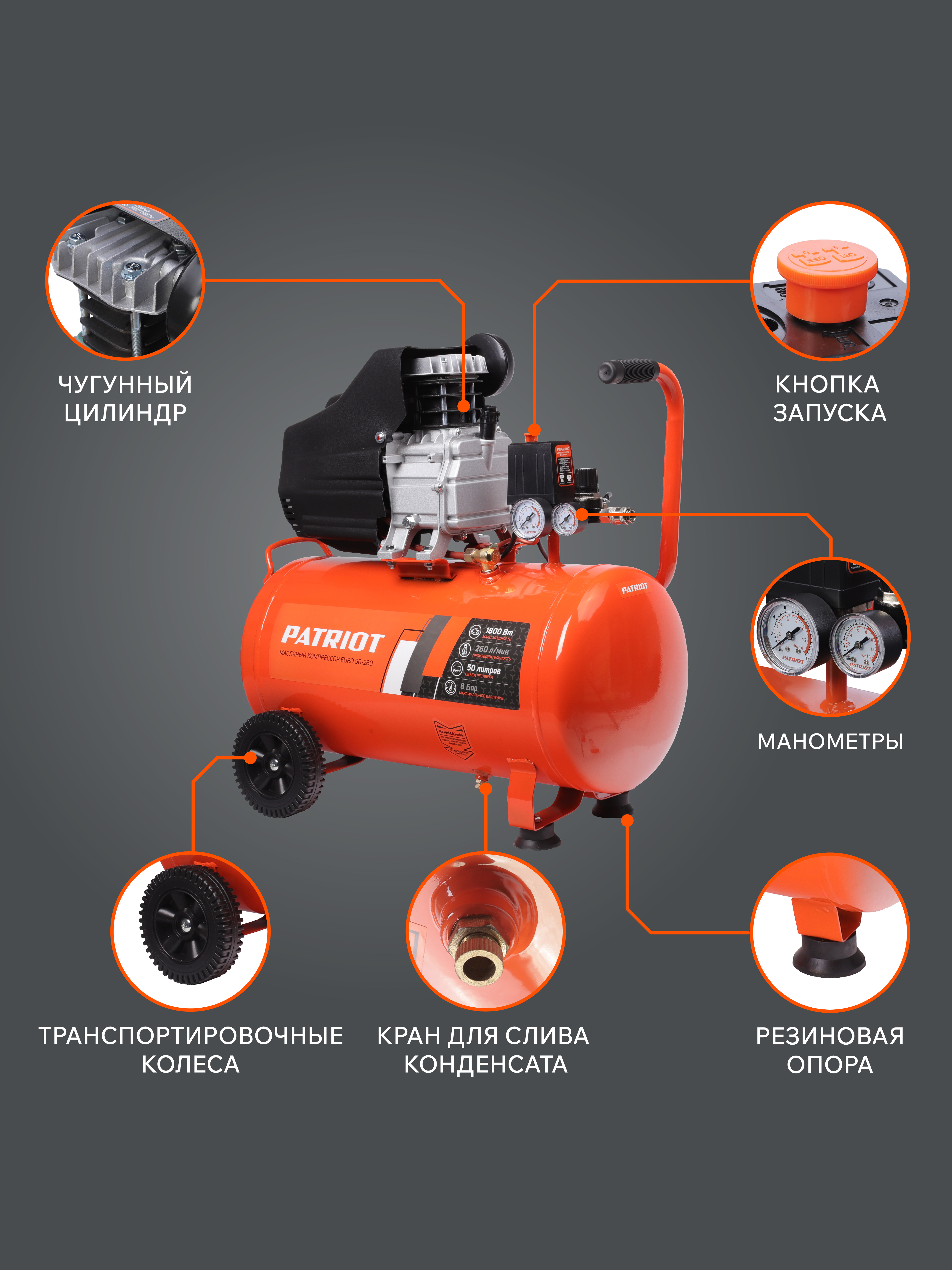 Поршневой компрессор PATRIOT EURO 50-260